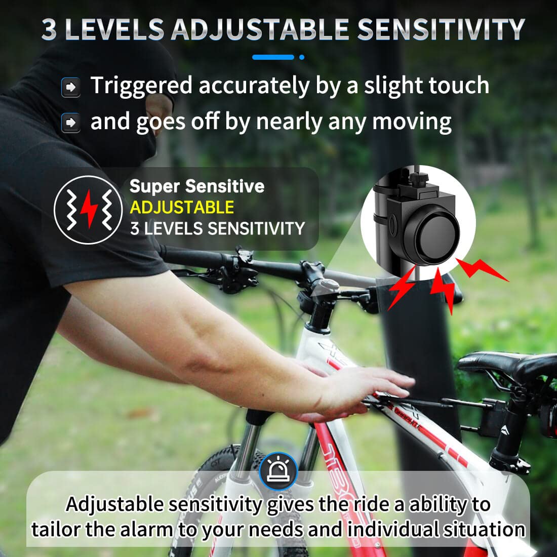 PADONOW three-level sensitivity control, tailoring alerts to touch or handling.
