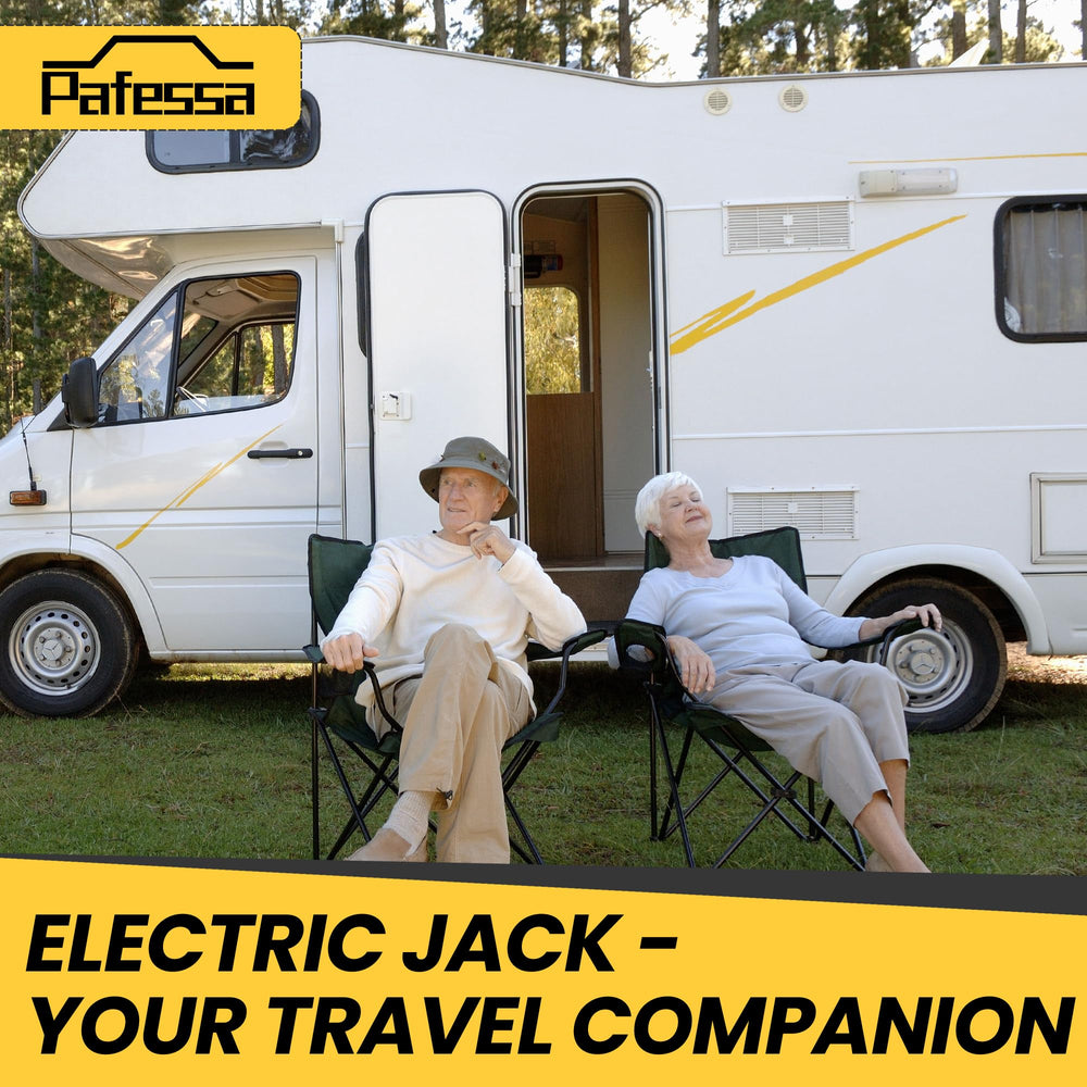 Pafessa tongue jack includes emergency crank socket for manual operation.