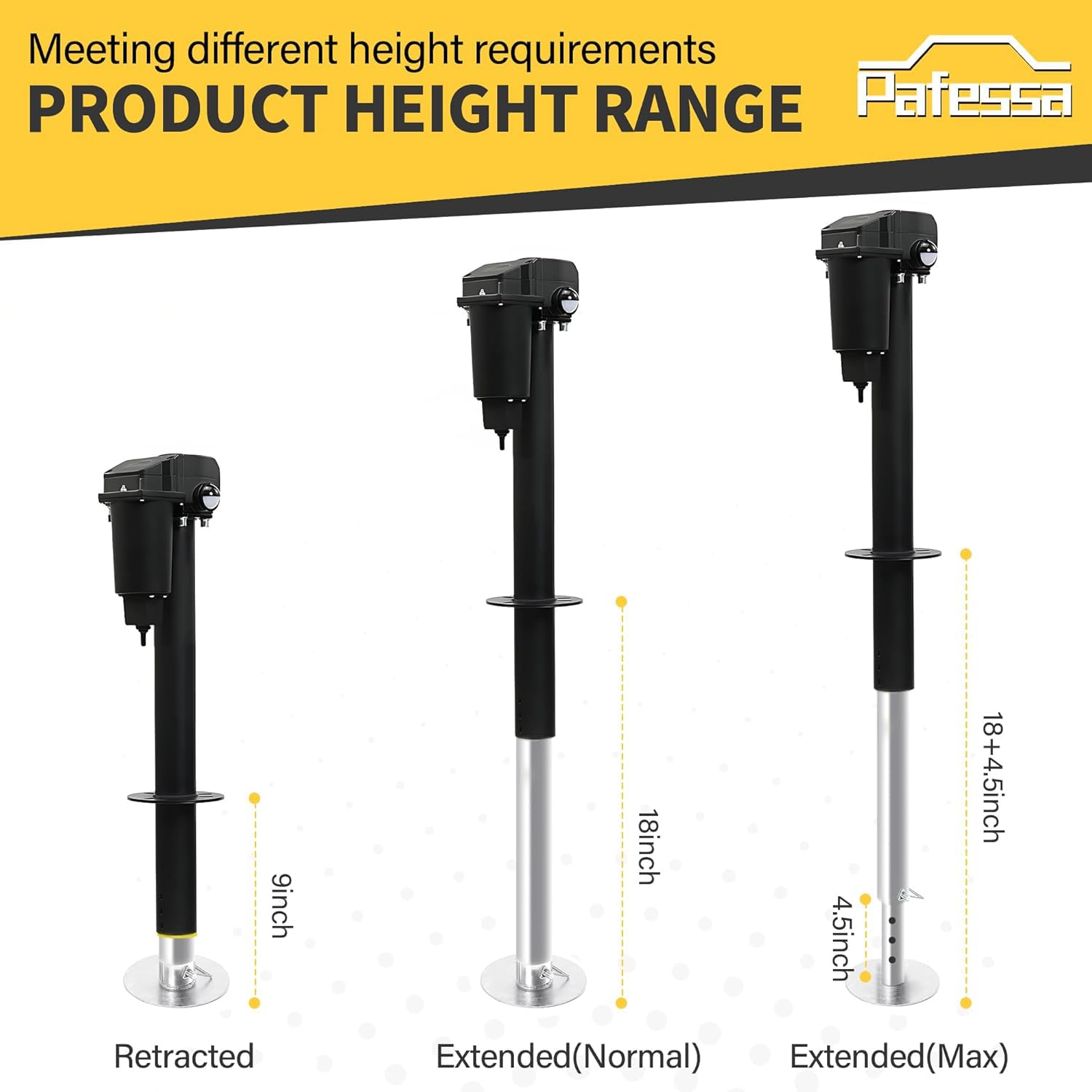 Pafessa 18-inch travel mechanism provides extra clearance during setup