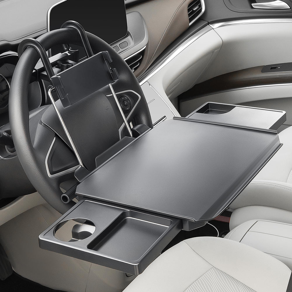 Paffenery large steering wheel tray main surface for meals or laptop setup.