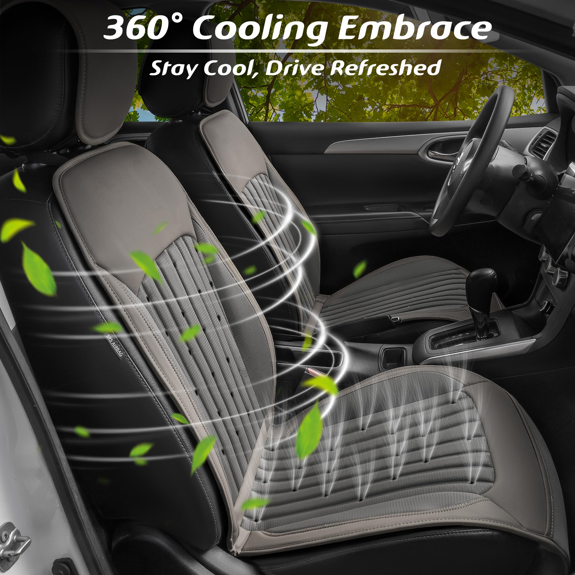 Paffenery leather surface and breathable mesh highlight durable, easy-to-clean design.