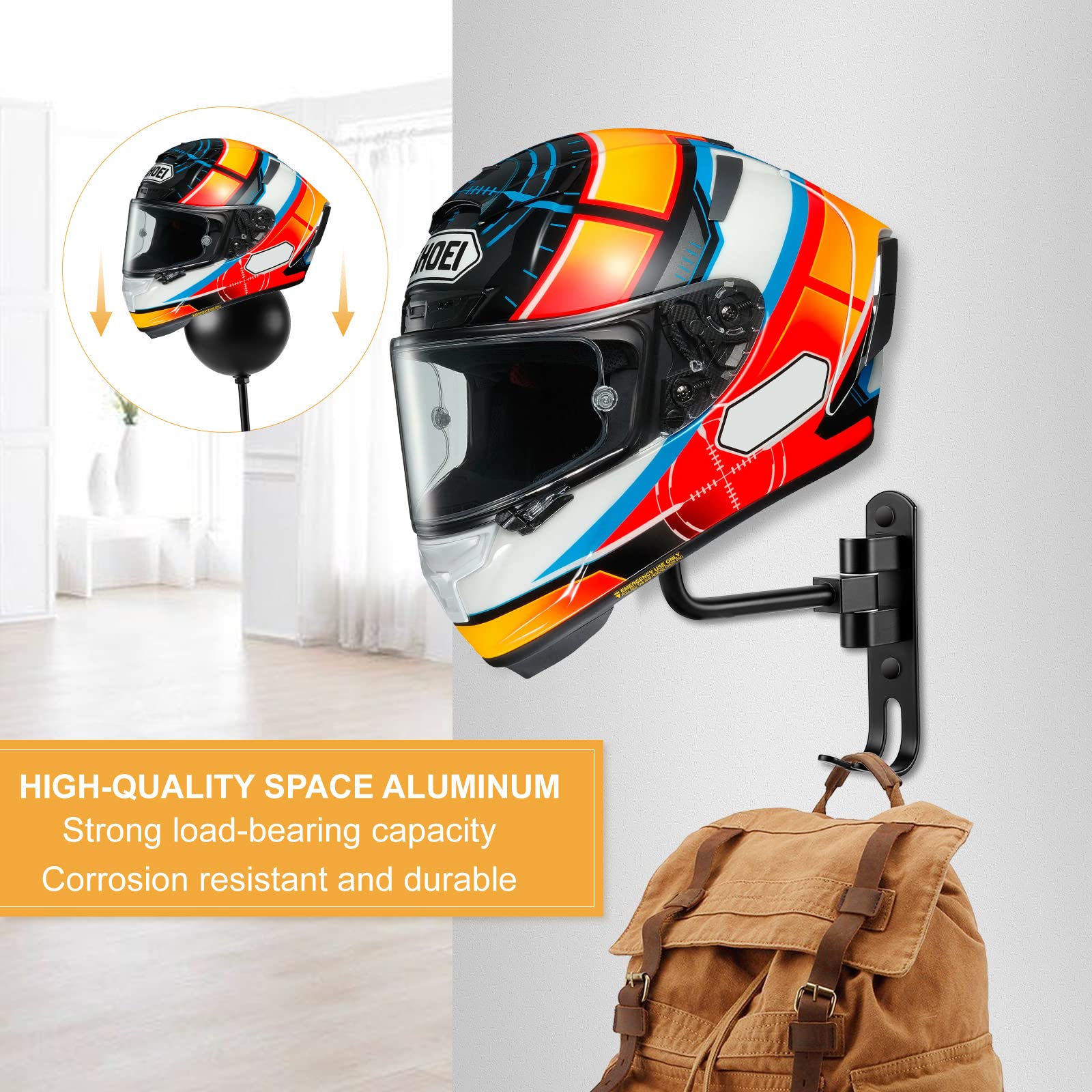 PAHTTO double-hook hanger holding helmet and coats neatly.