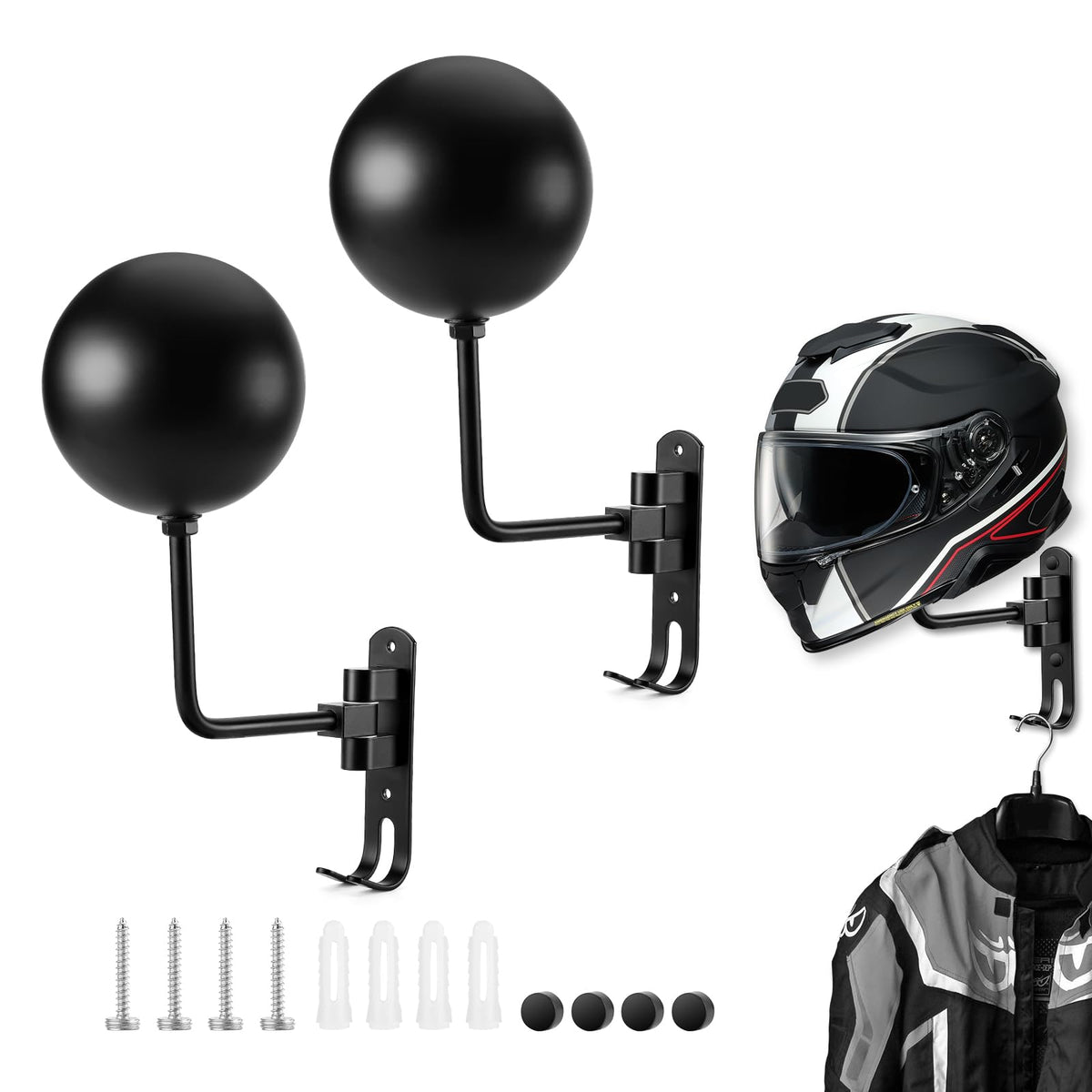 PAHTTO helmet holder wall mount with 180° rotation for flexible placement.