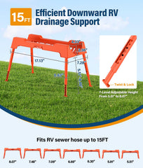 PAHTTO RV sewer hose support ultra stable base in use