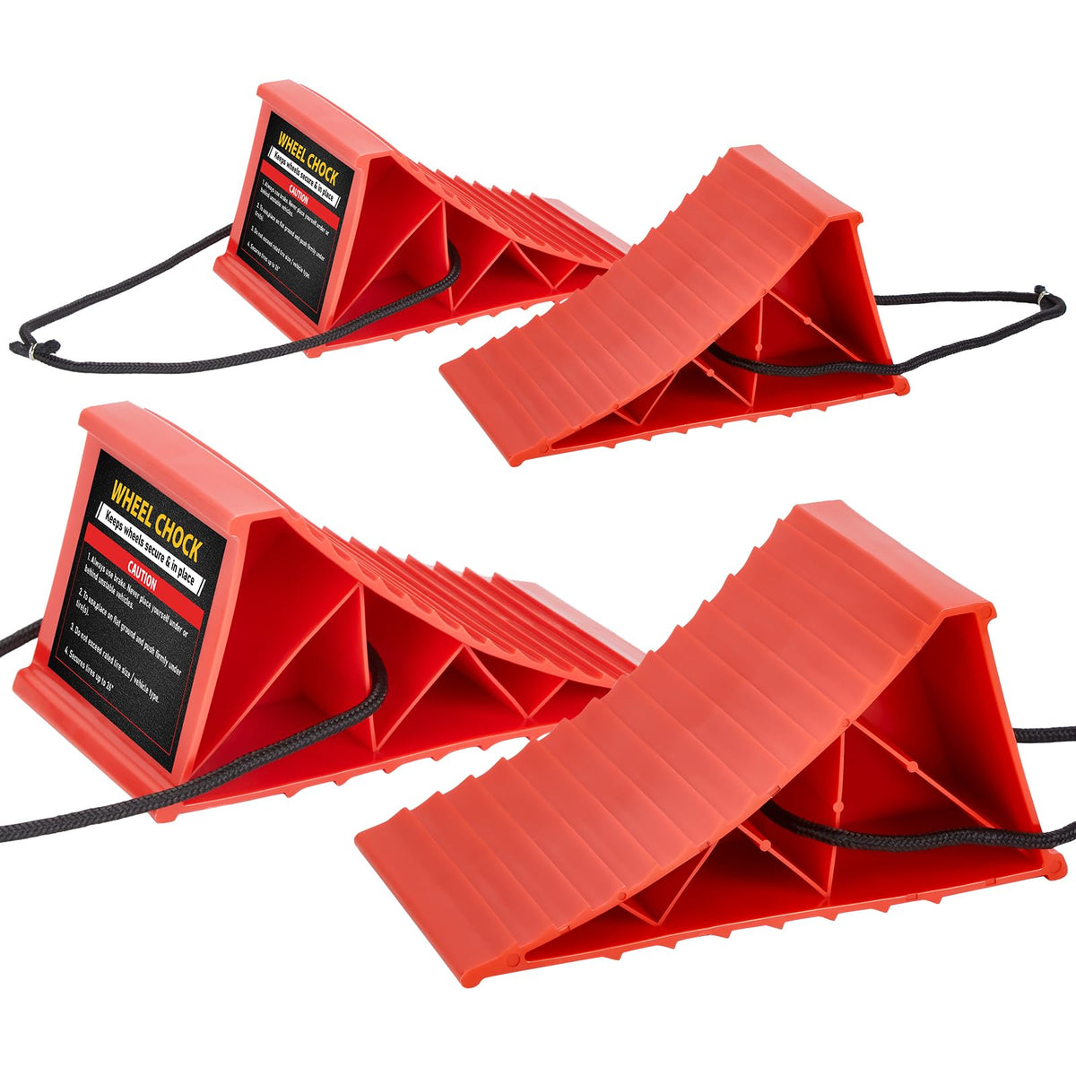 PAHTTO wheel chocks with non-slip bottom prevent movement on slopes.