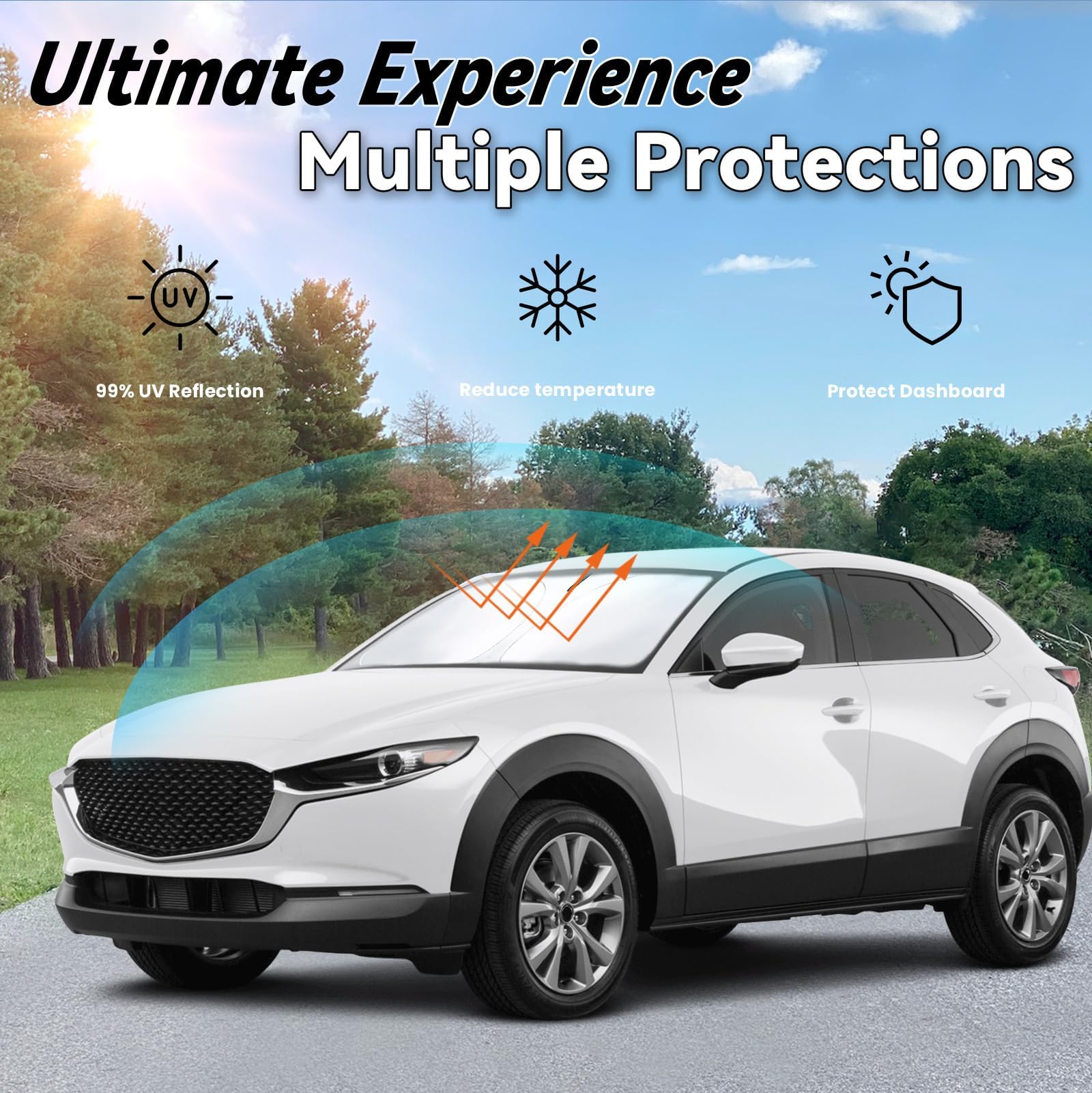 PAIMOHO double-layer design protects dashboard and leather seats from sun damage.