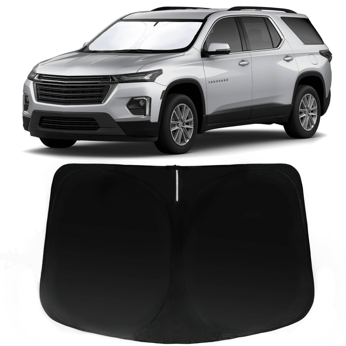 PAIMOHO Traverse windshield sunshade blocks UV rays for a cooler cabin.
