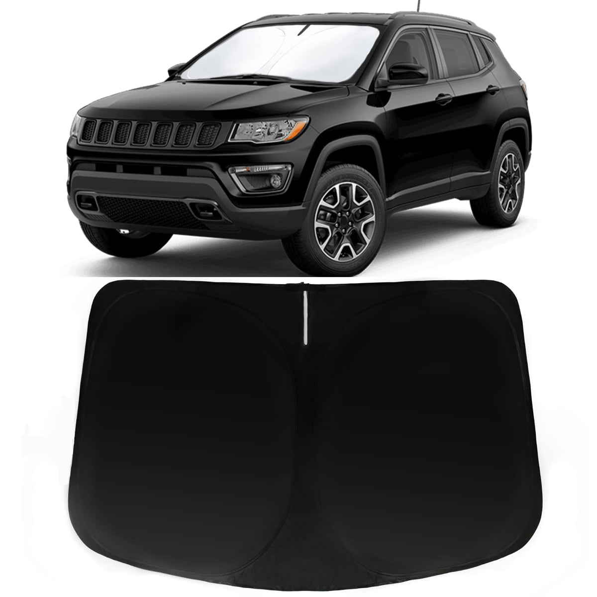 PAIMOHO windshield sun shade for Jeep Compass front window blocks UV rays and heat