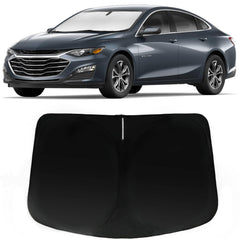 PAIMOHO windshield sun shade for Malibu front window blocks UV rays and heat.