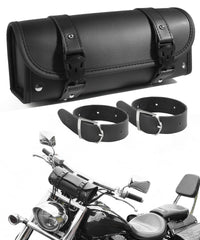 PAIYUE motorcycle handlebar bag side view highlighting durable PU leather