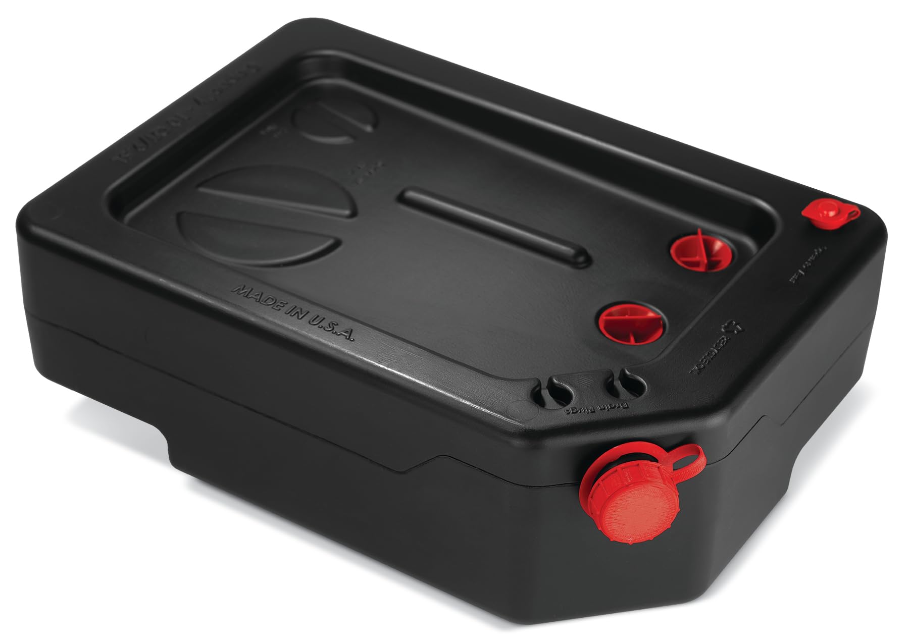 PAK Premium 10-quart oil drain pan with angled neck for clean, drip-free oil changes.