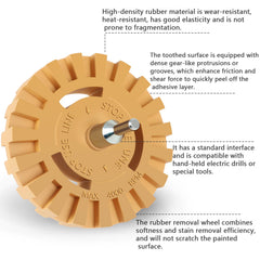 Pakeed eraser wheel used on car decal removal for a clean finish