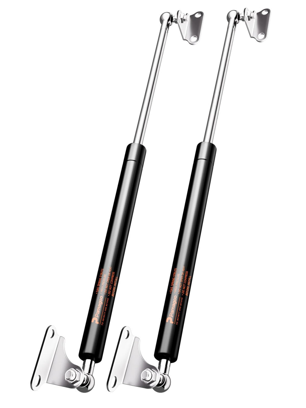 Pamagoo 20-inch gas struts on lid with L-type brackets for easy lift and access.