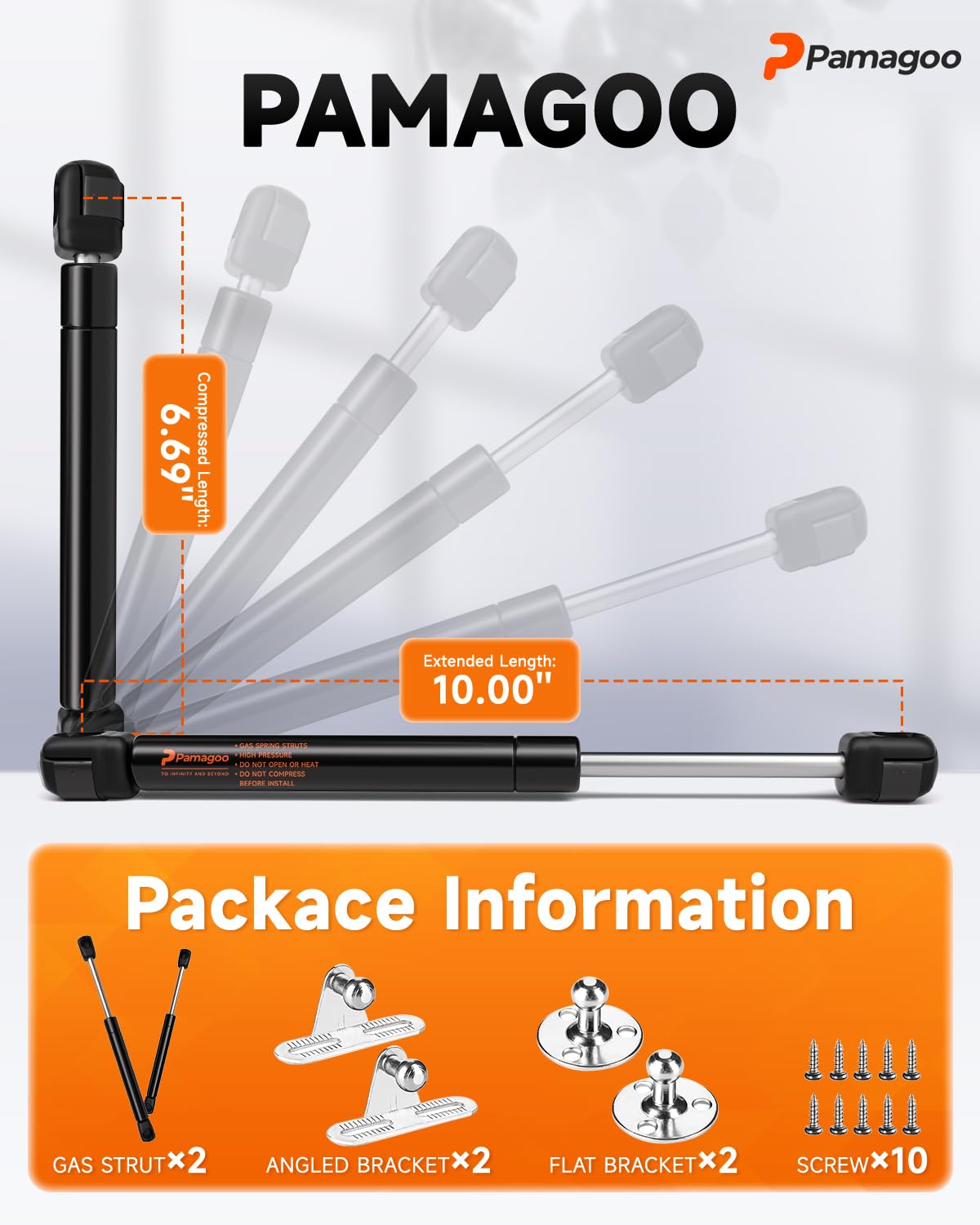 PAMAGOO C16-18233 gas strut supports boat compartment cover