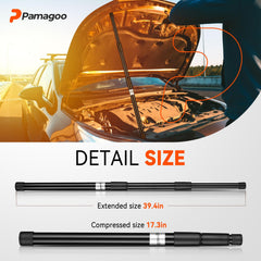 PAMAGOO engine telescopic hood pro rod retracted for compact storage after use