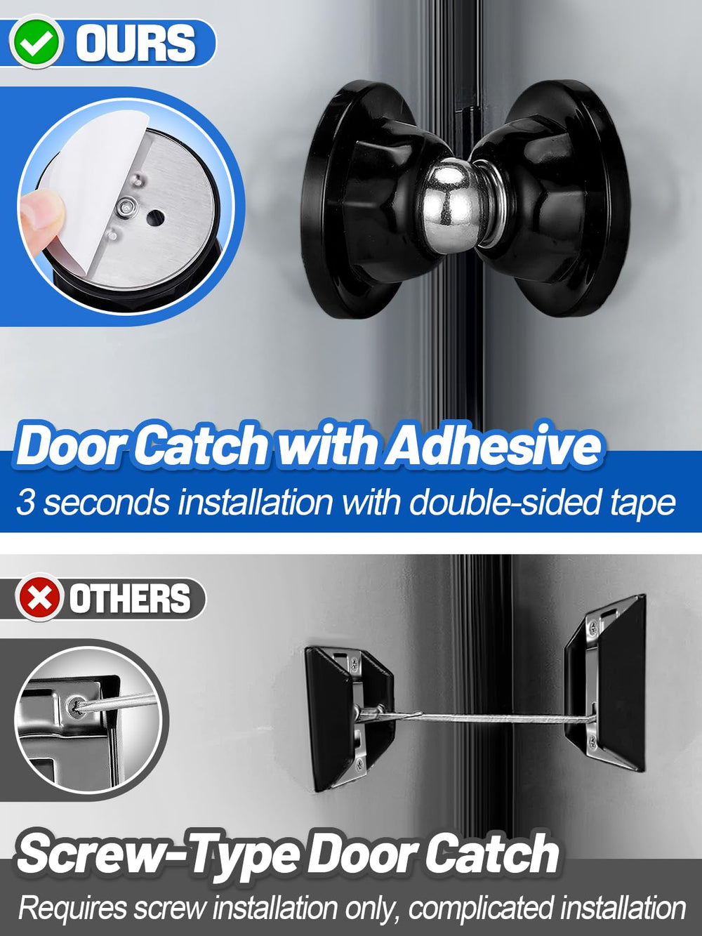 Adhesive installation option enables drill-free mounting on RV doors
