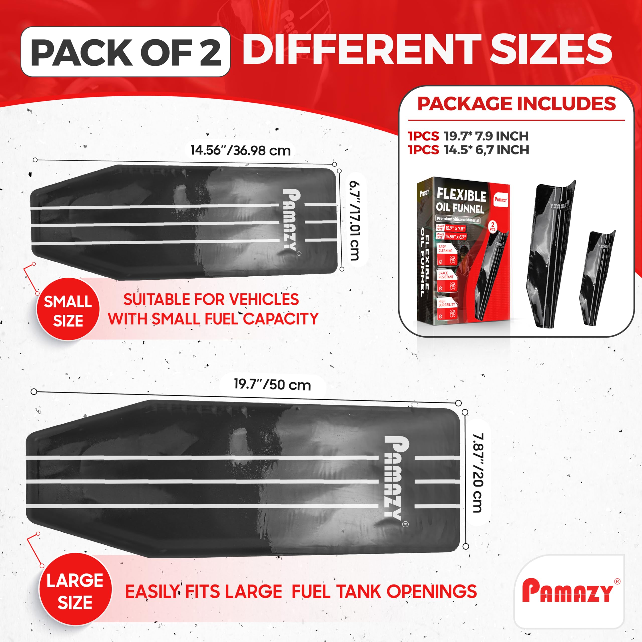 PAMAZY upgraded silicone oil funnel small 14.5x6.7 inches fits narrow openings