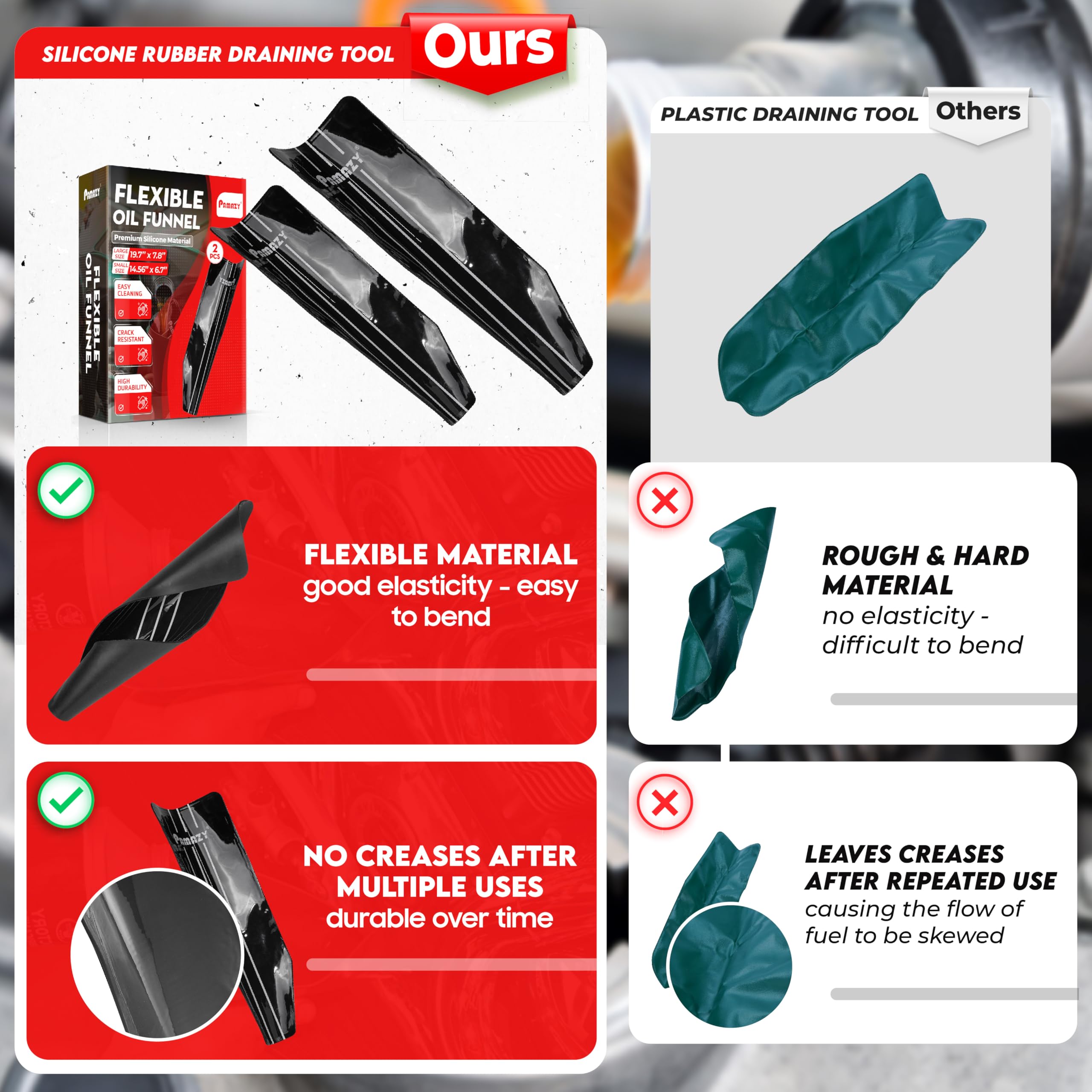 PAMAZY silicone oil funnel wide range of applications for oils and fluids