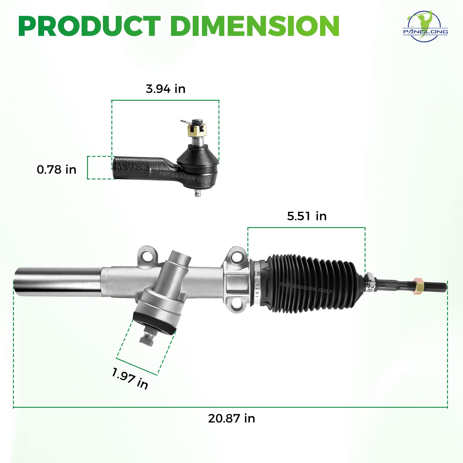 Panglong 70602G01-compatible steering rack for EZGO.