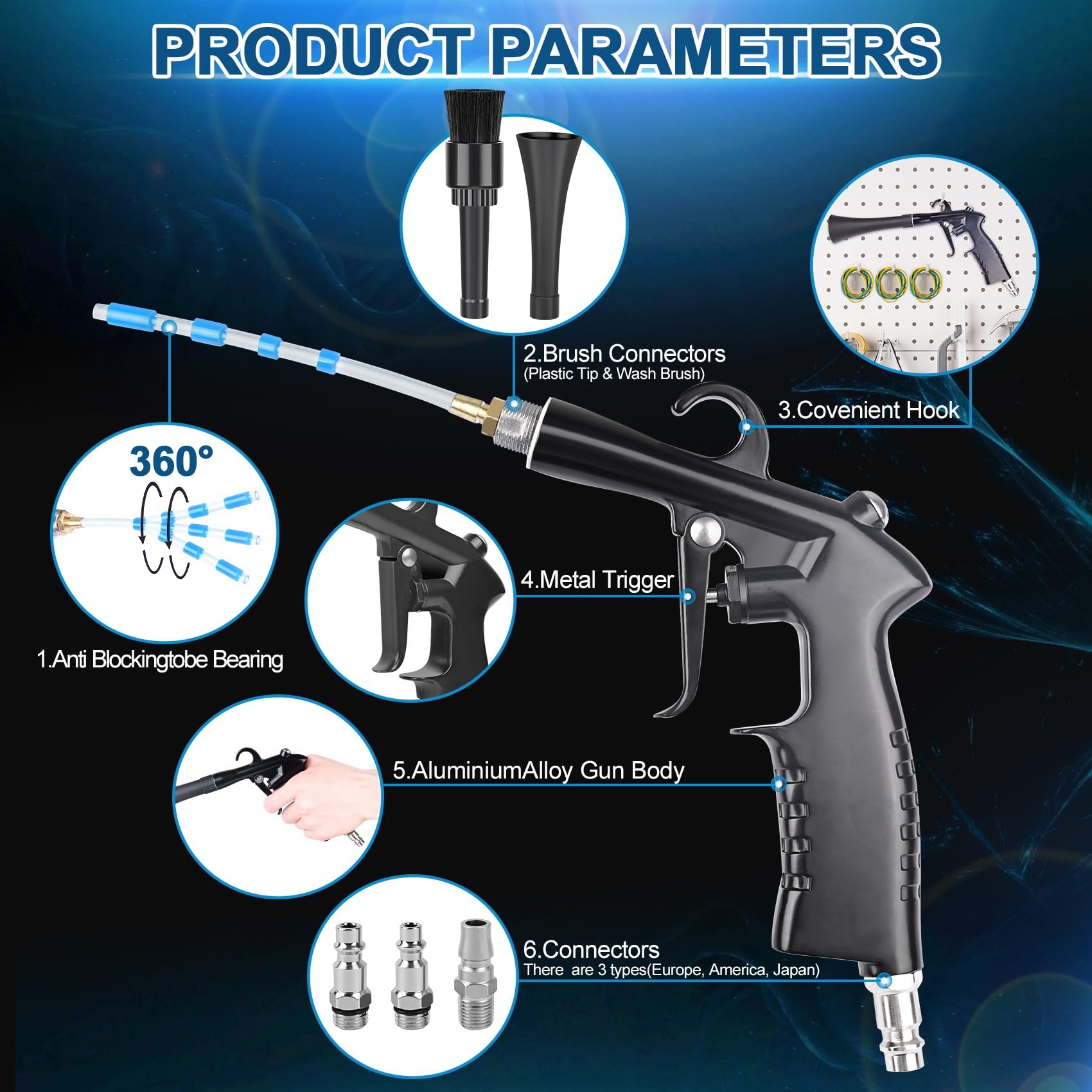 PARAROSE car cleaning gun nozzle attachments improve cleaning precision in tight corners
