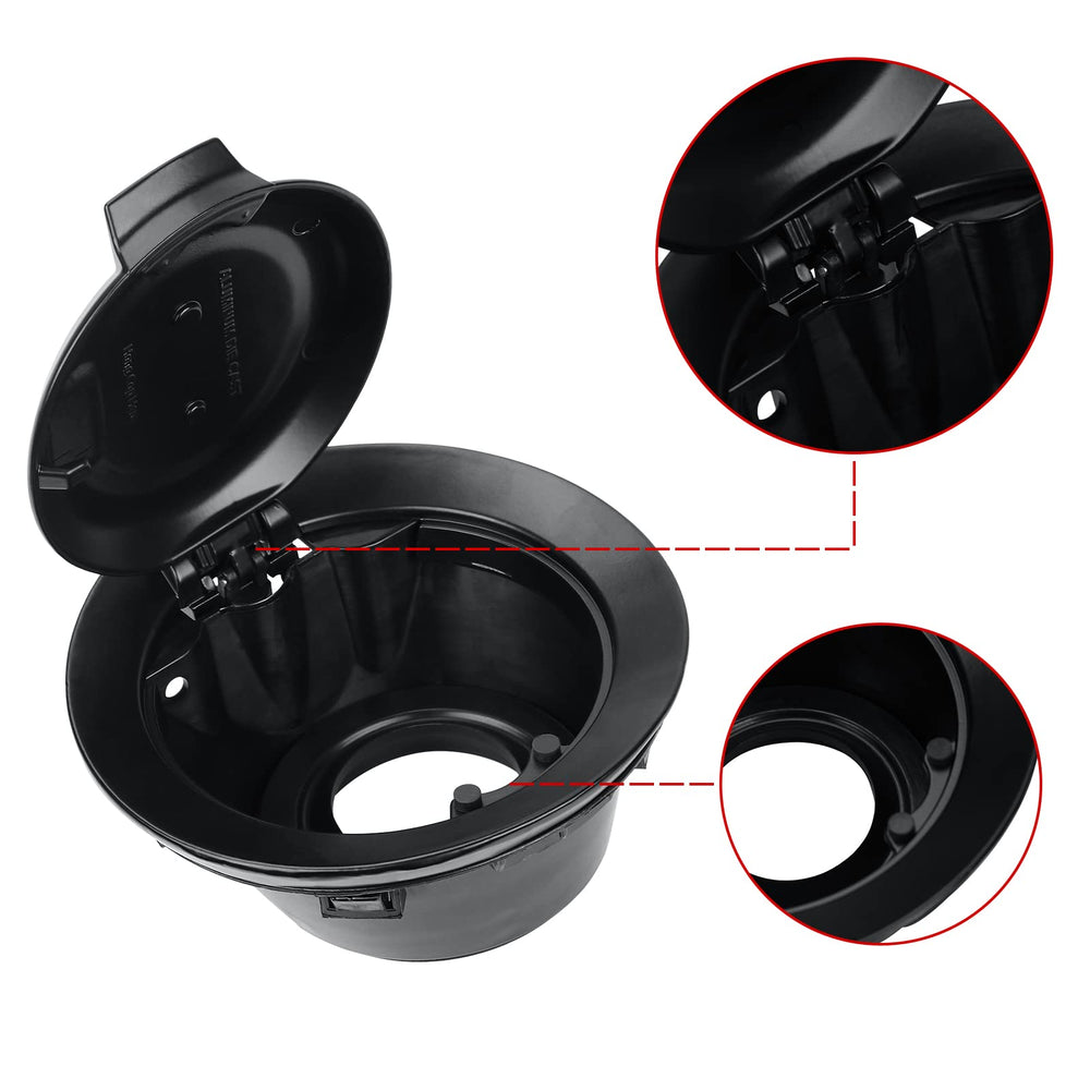 Parfyter matte-black finish detail on fuel cap for refined styling.