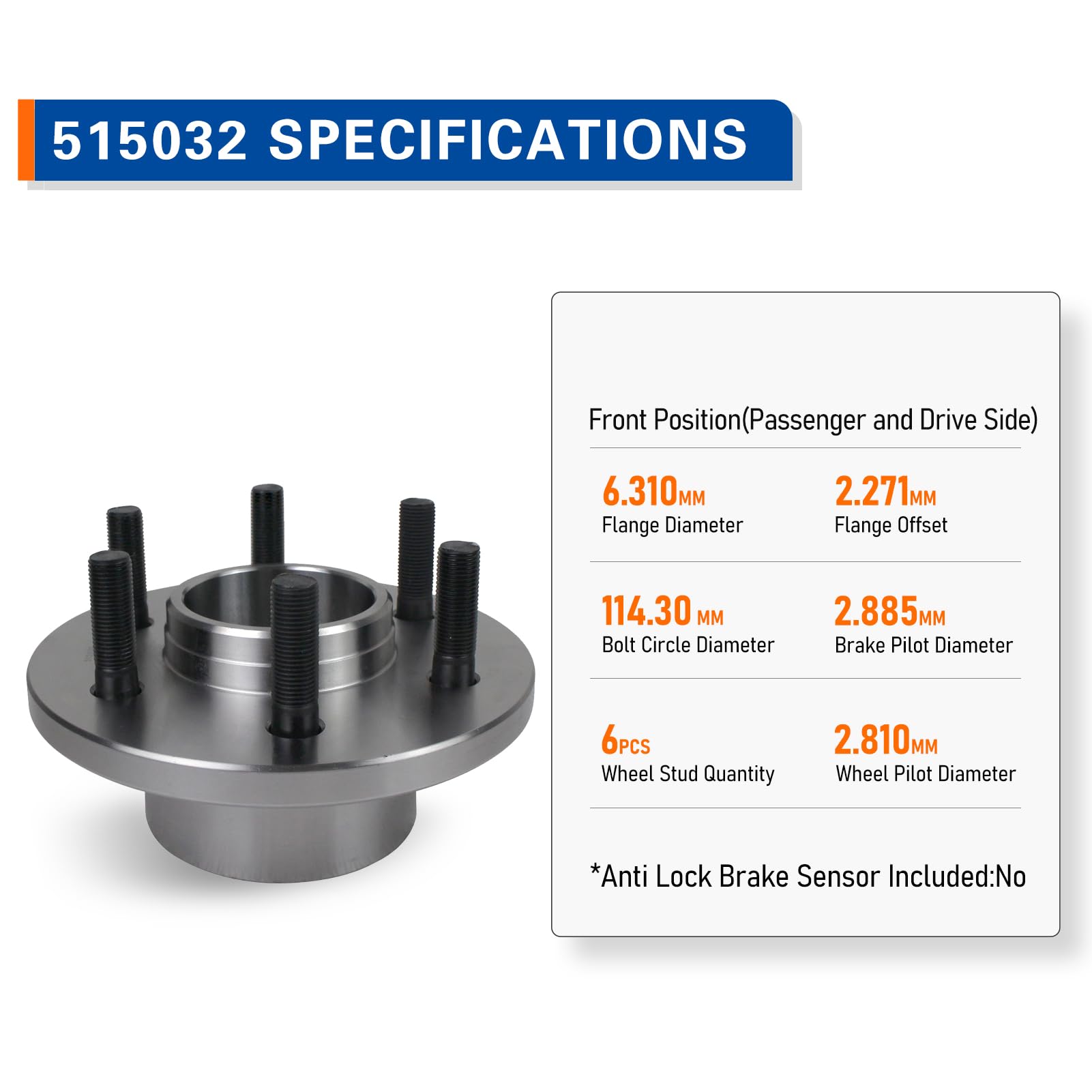 PAROD 515032 wheel hub compatible with multiple Dodge years for versatile use.