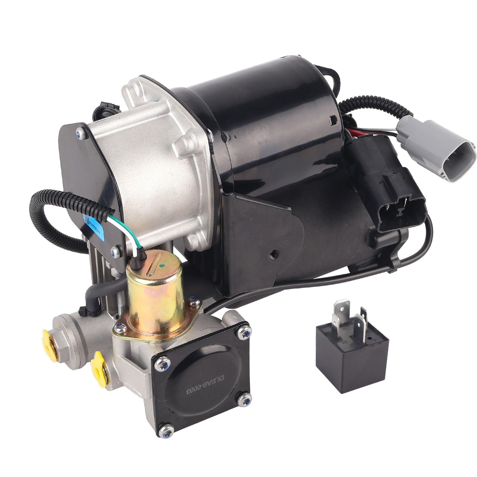 Parod LR023964 air suspension pump front view, compact design for easy installation.