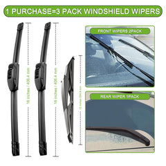 PARRATI wiper set 3-pack for Wrangler, all-season reliability.