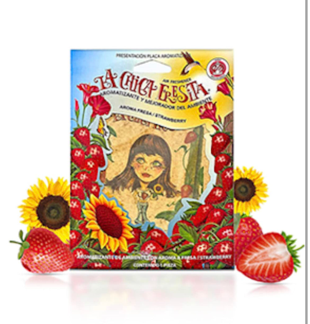 Parts Direct Chica Fresita strawberry air freshener 5-pack for car, home, or office.