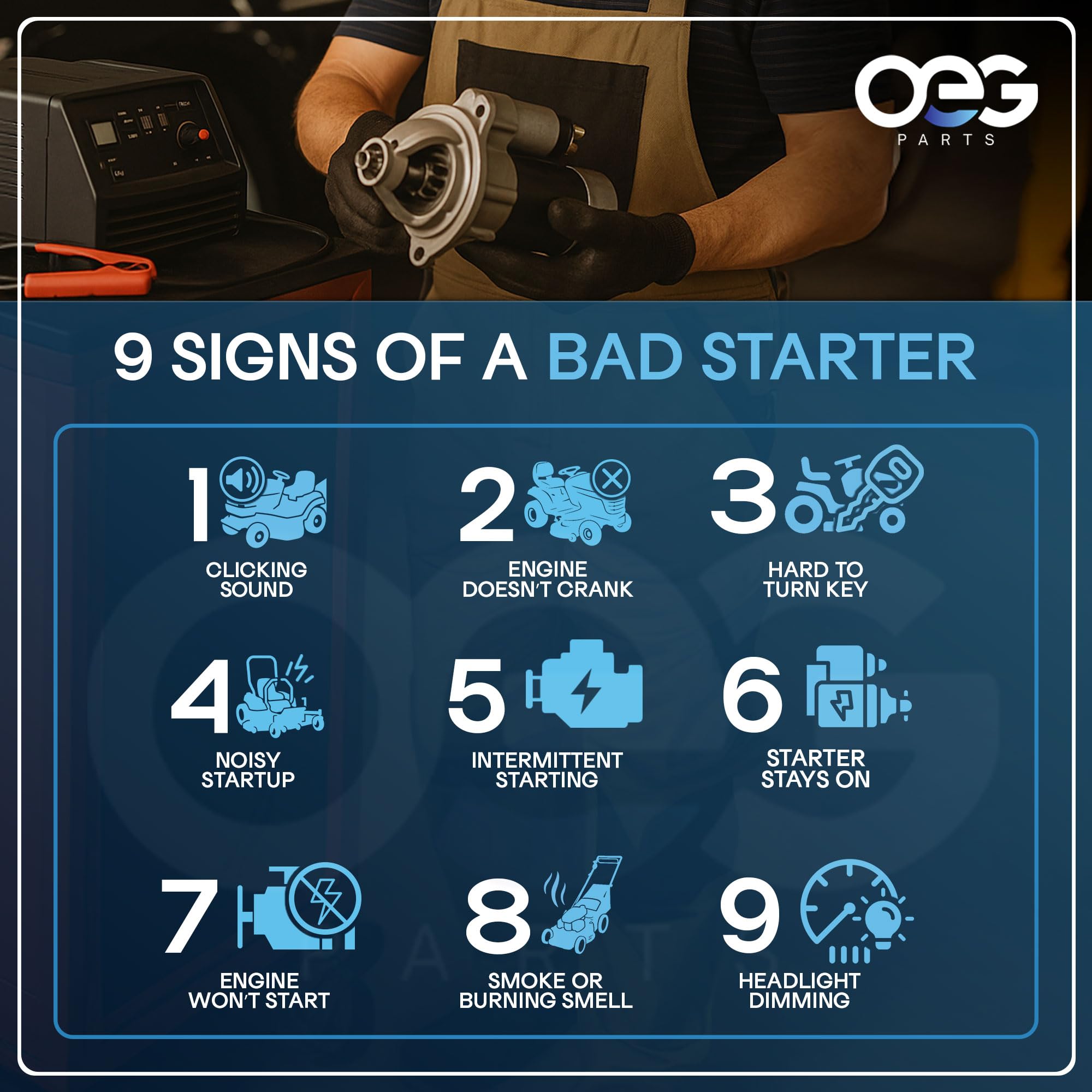 Parts Player OEG starter internal gear reveal durable construction.