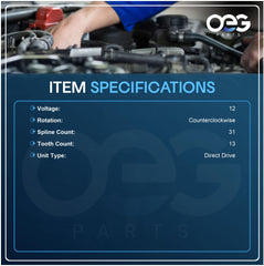 Parts Player OEG starter gear end displays 13-tooth count for proper engagement