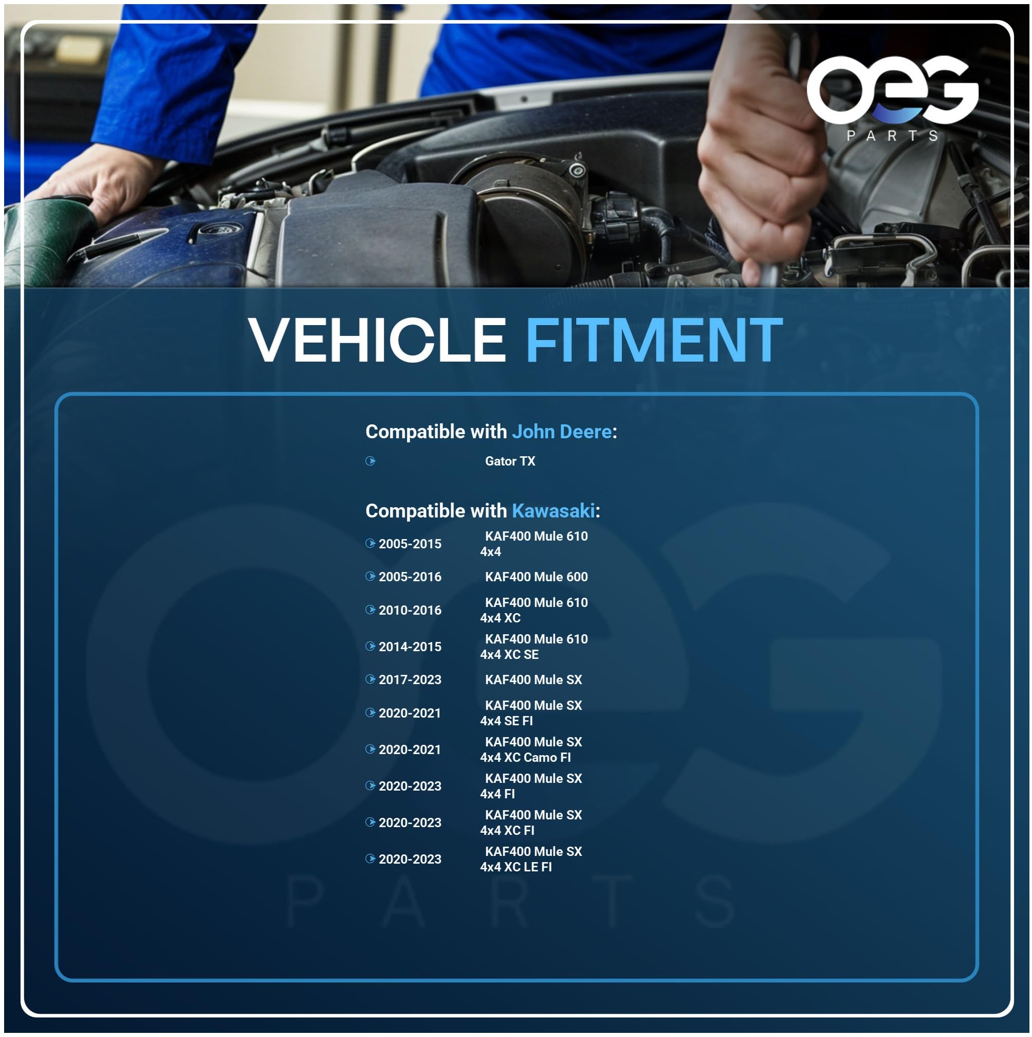 Parts Player OEG starter packaging, ready-to-install kit for Kawasaki Mule SX