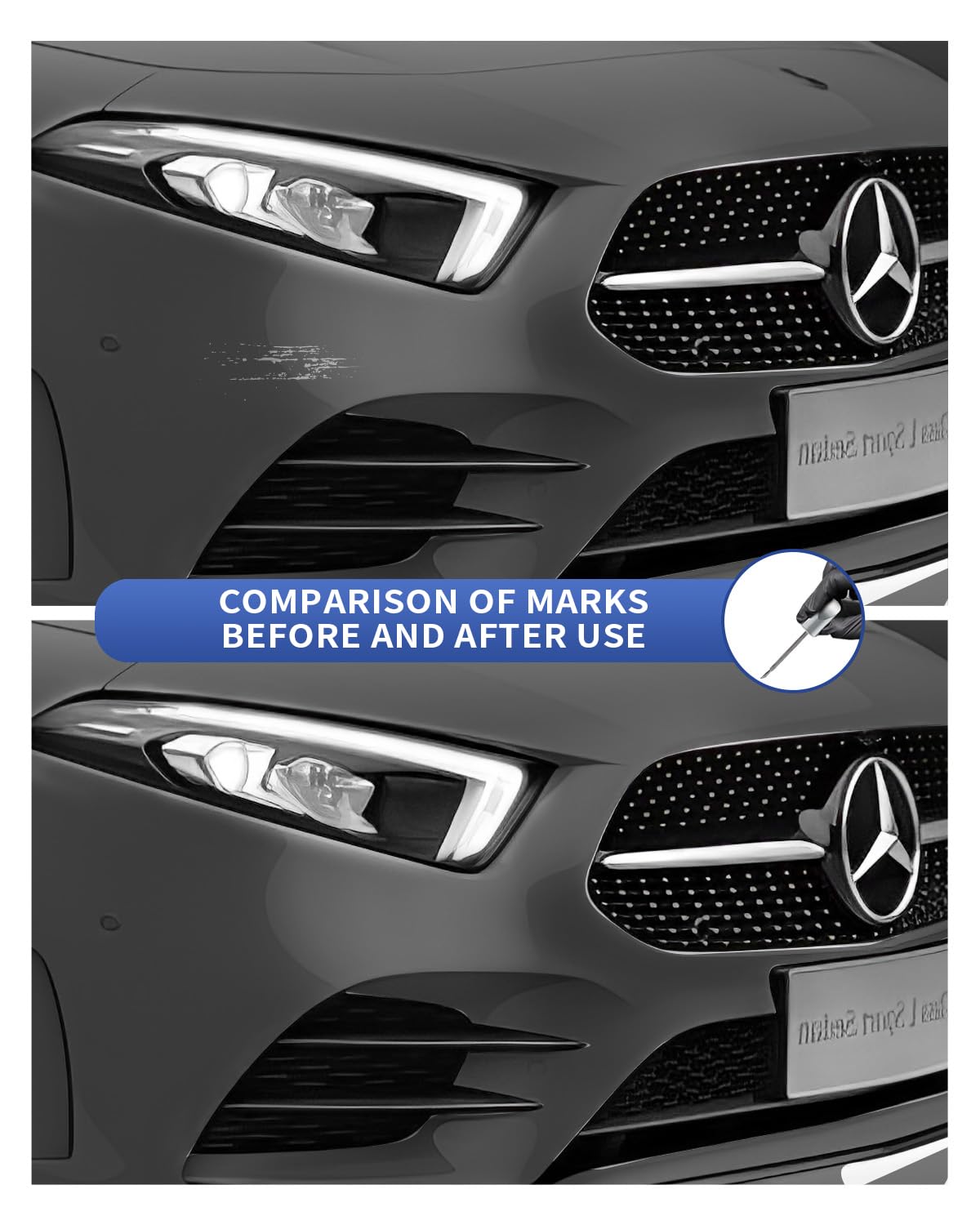 Scratch repair pen application visual on a bumper with smooth, durable finish.
