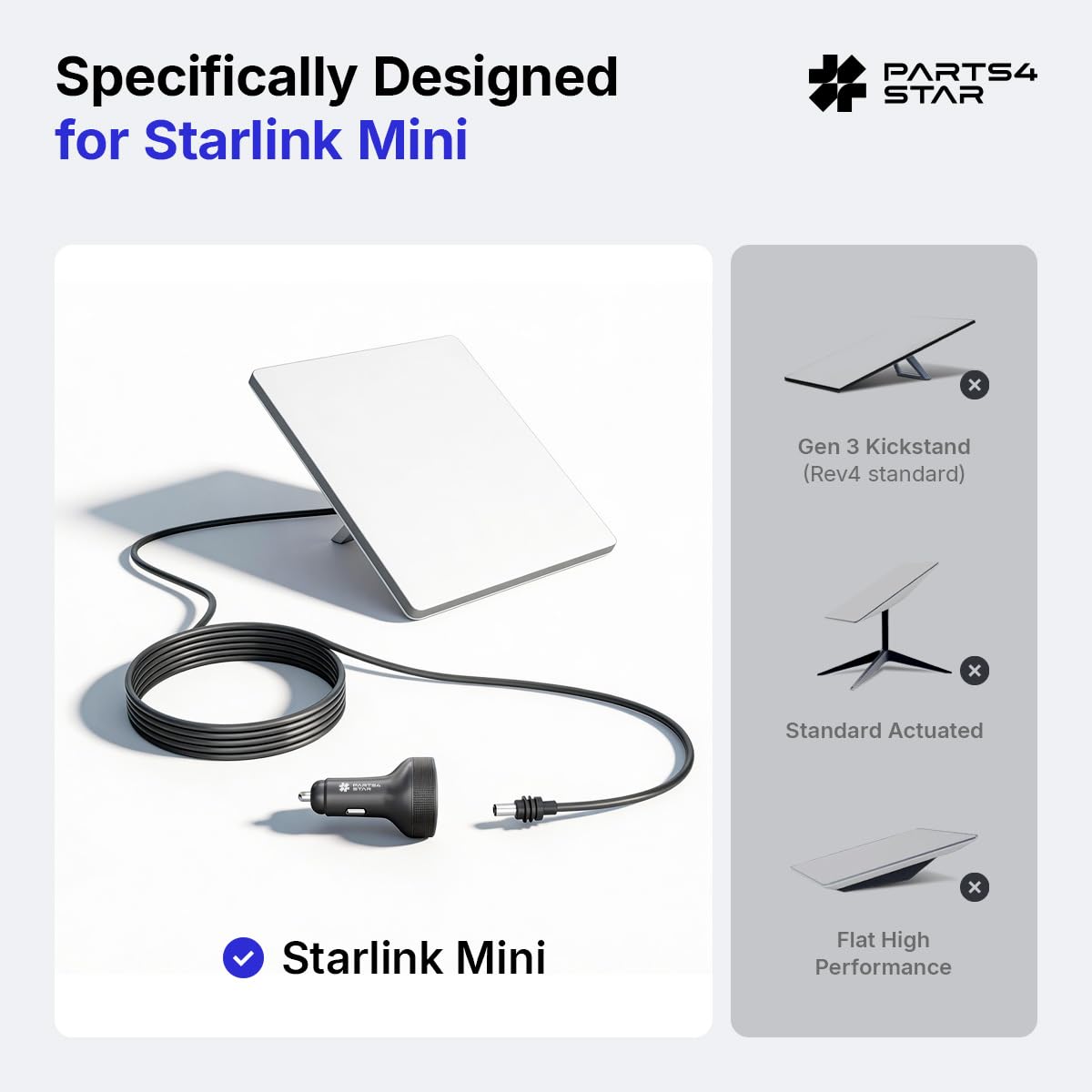 Parts4Star Starlink Mini car adapter boost converter maintains stable power.