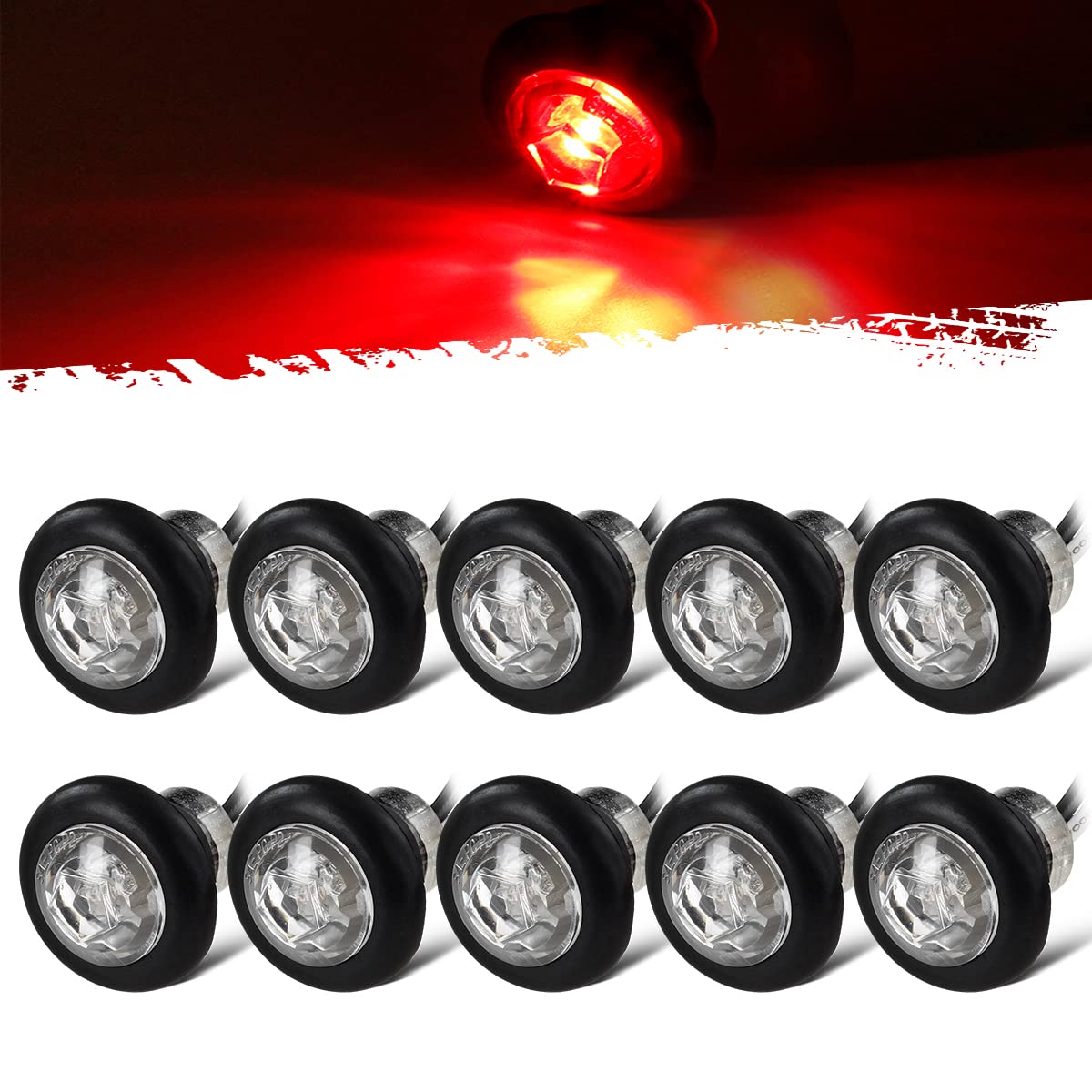 Partsam 3/4 inch clear lens LED side marker with grommet for reliable trailer visibility