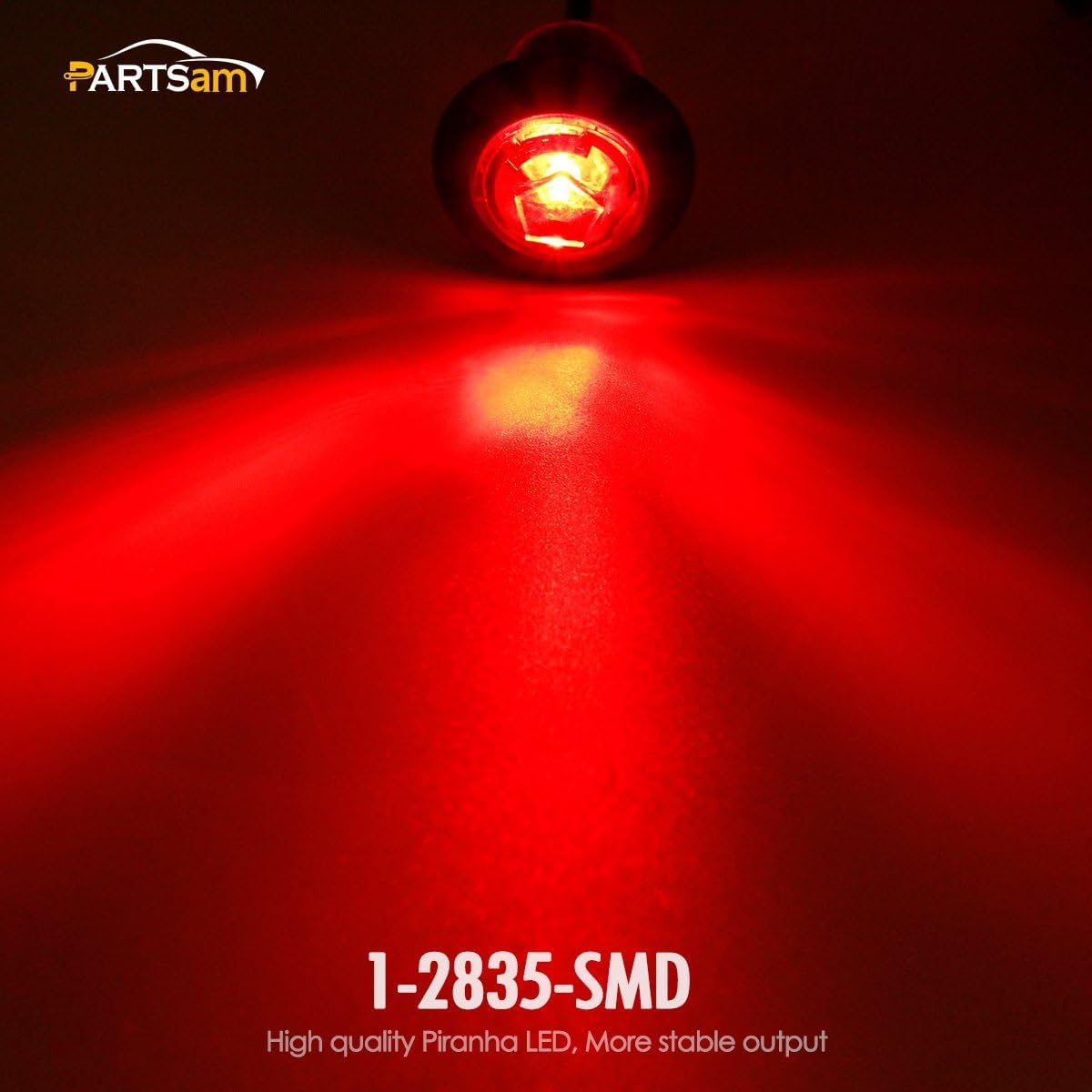 Partsam red LED marker light waterproof 12V for boats and trucks