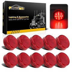 Partsam 10x 2.5-inch round red LED side marker light improves trailer visibility at night.