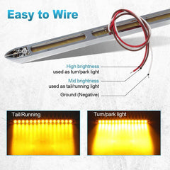 Partsam 12-inch amber trailer light bar with mounting holes for universal install