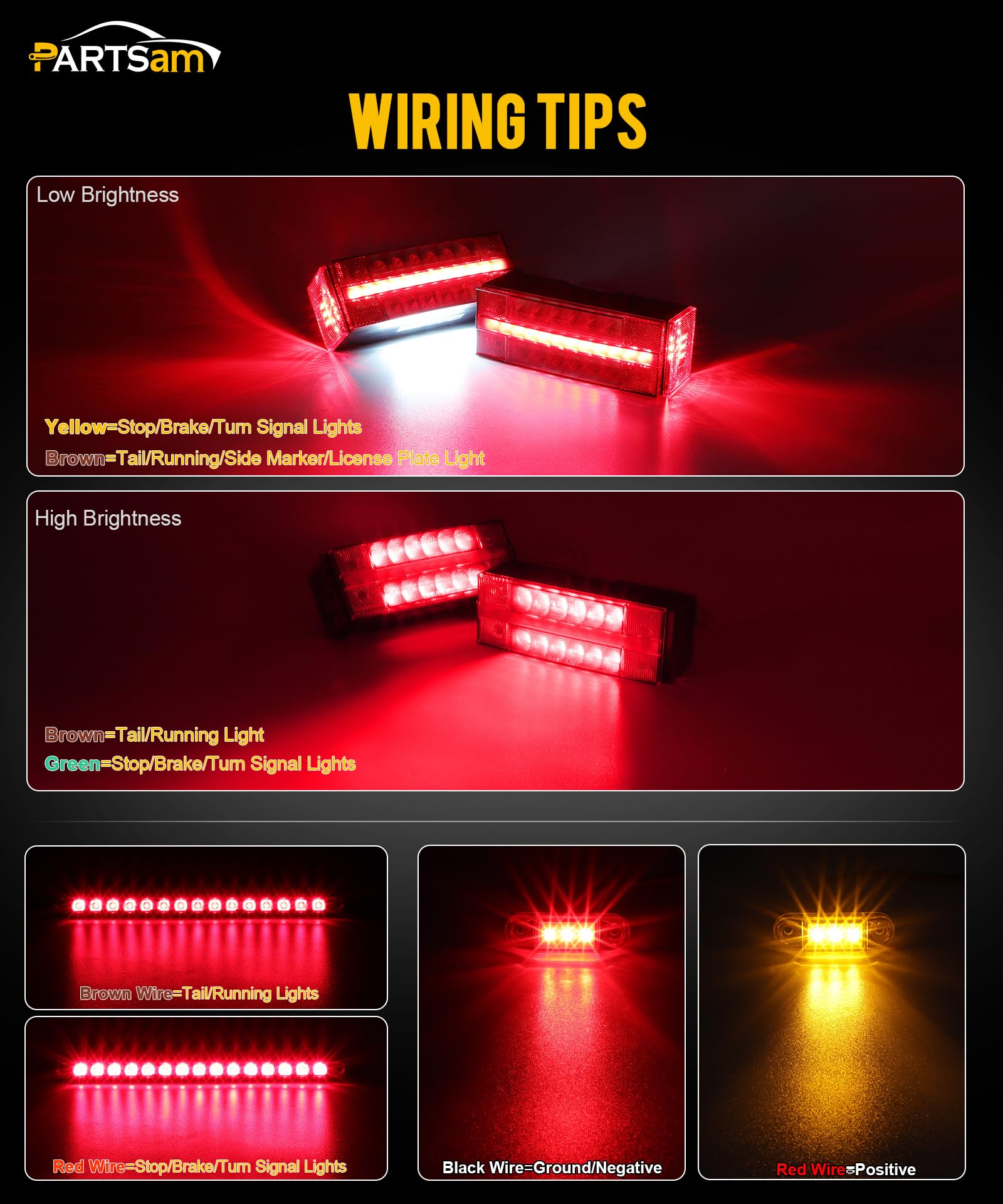 Partsam 12-inch trailer light bar boosting rear visibility