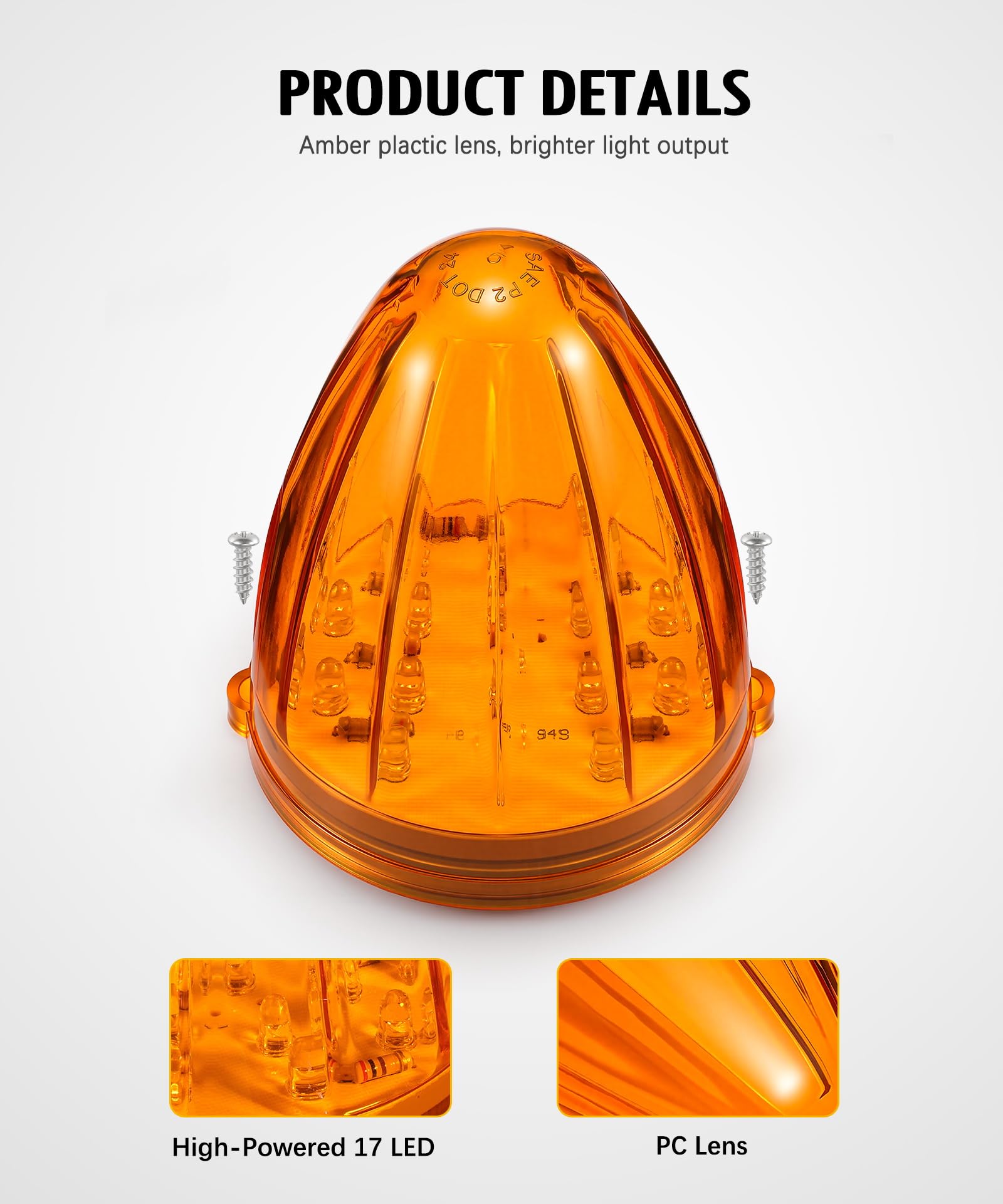 Partsam 12V cab marker light, easy installation for trucks and trailers.