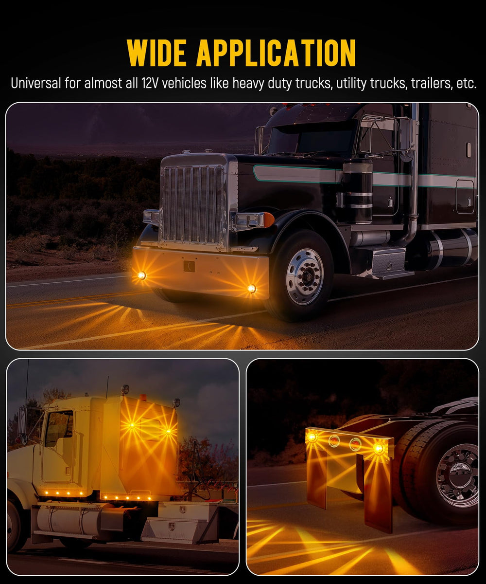 Partsam 12V compatibility supports Freightliner and Peterbilt trucks.