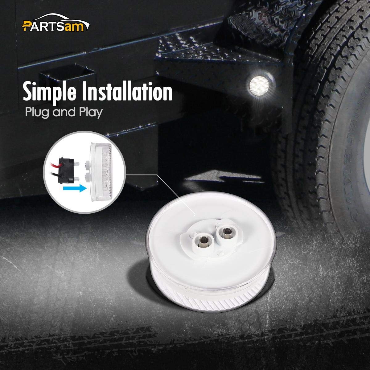 Partsam 13-LED 2.5-inch round light suitable as reverse backup light in custom setups