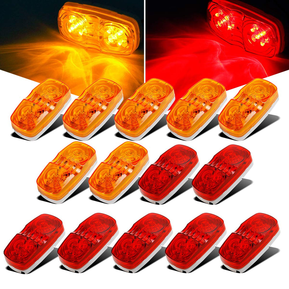 Partsam 14x trailer marker light with double bullseye LEDs for high visibility.
