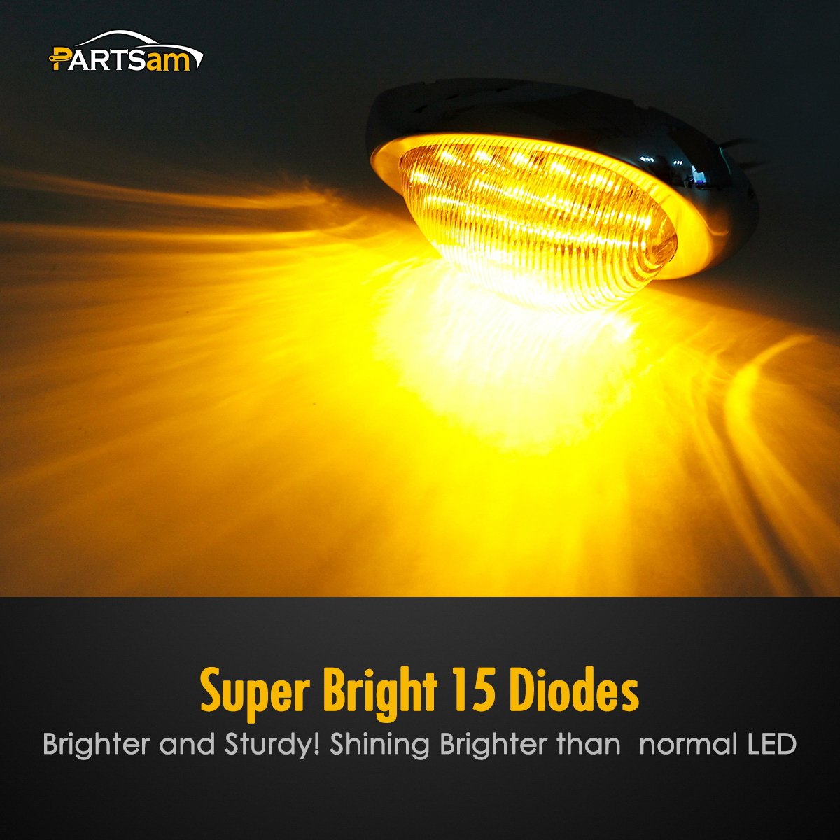 Partsam 15-LED dual-function light serves as marker or turn signal for trucks.
