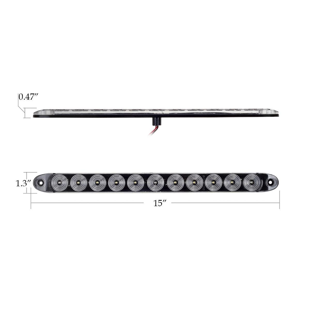 Partsam 15-inch red 3-ID bar clear lens backup light compatibility.