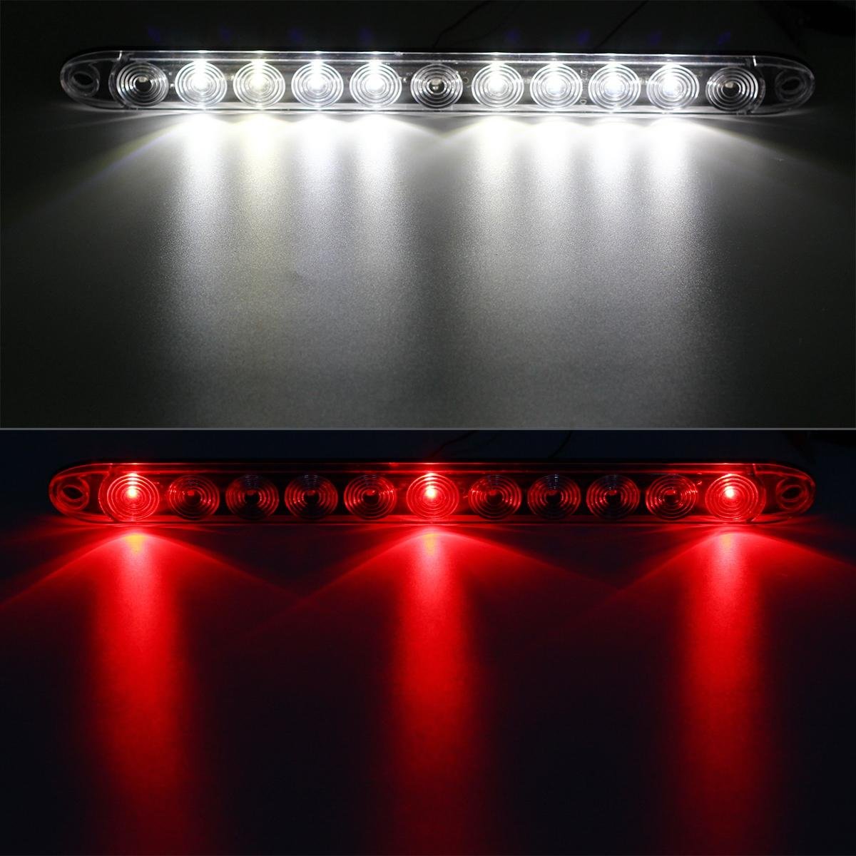Partsam 15-inch red 3-ID bar ultra-thin profile fits tight spaces.