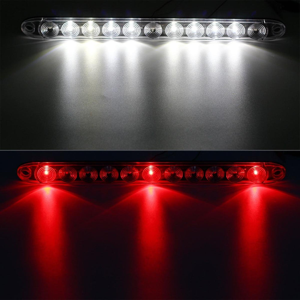 Partsam 15-inch red 3-ID bar ultra-thin profile fits tight spaces.