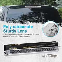Partsam 17-inch clear-lens tail light bar shows the 3rd brake function in action.