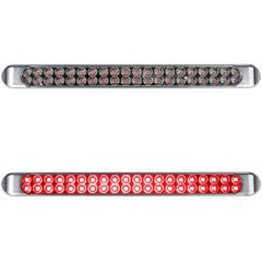Partsam 17-inch clear-lens tail light front view highlights bright red LEDs for high visibility.