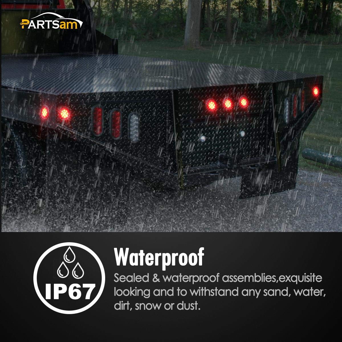 Partsam 2-prong LED trailer light ready for quick plug-and-play mounting.